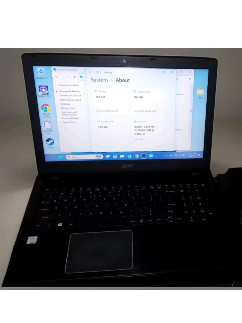 Acer Aspire E5-575 i3-7100U @2.40GHz 4GB Ram 500GB SSD Windows 11 Pro Optimized